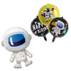 Astronaut, space balloon, black blue round decorations