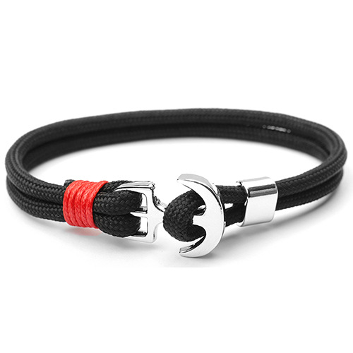 Alloy, rope Material Simple Style Anchor Alloy Rope Layered Men's Bracelets Men Cuff & Bangle