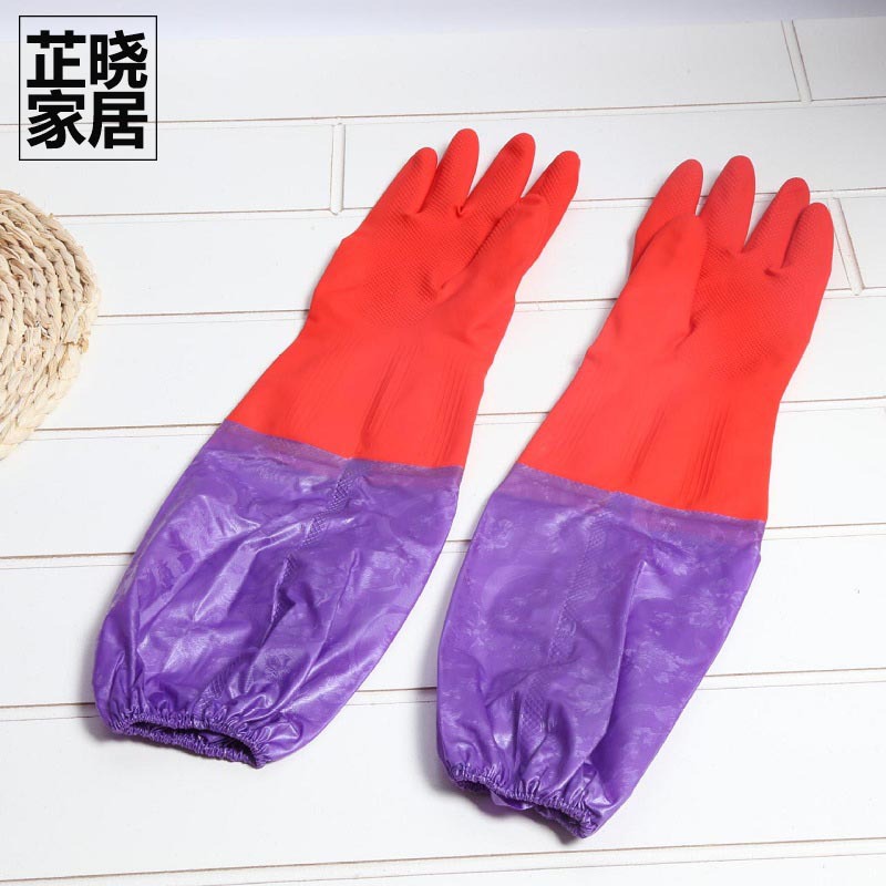 direct deal 50cm latex rubber winter Plush thickening keep warm Laundry and dishwashing Housework gloves