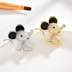 Korean Style Twelve Zodiac Exquisite Mouse Brooch, High-End Micro-Faceted Zirconia Women's Pin, Versatile Charming Jewelry Accessory