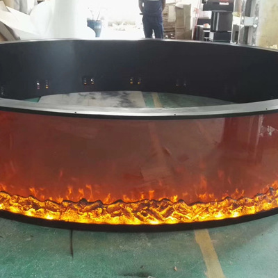 歐式壁爐3D不鏽鋼 電子爐芯定制仿真火 圓形爐芯臥式 廠家批發