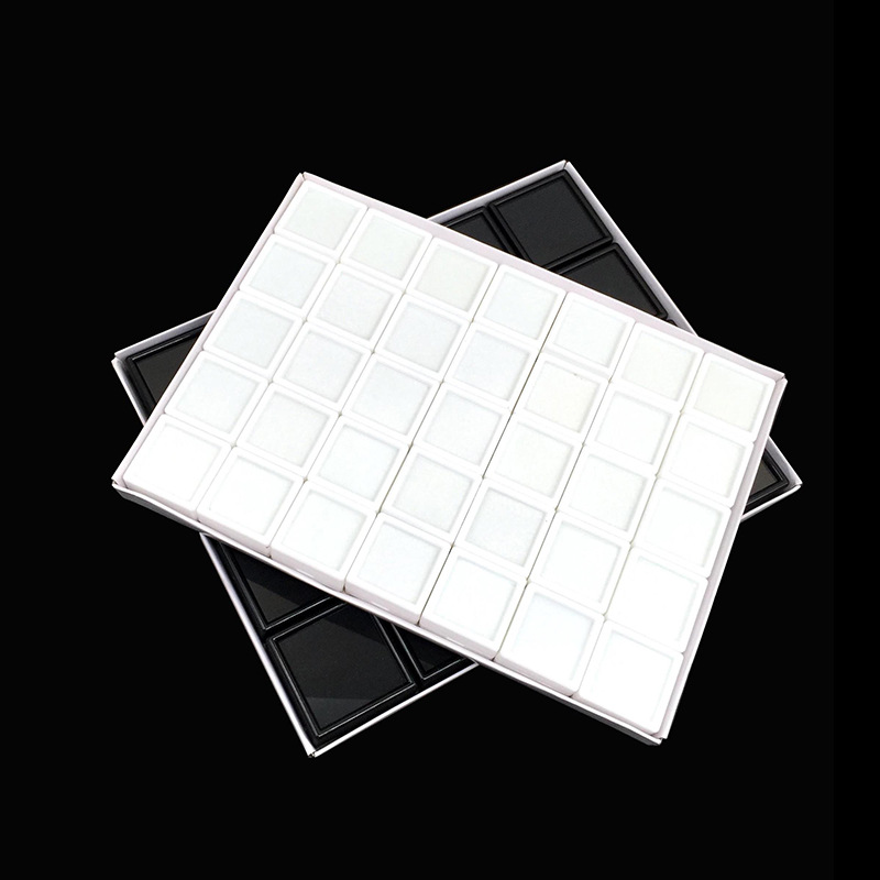 黑漆皮玻璃盒带锁扣透明彩宝盒黑漆布天窗盒彩宝石裸石戒面展示箱