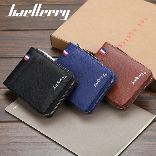 baellerry men's accordion card holder PU ID bag fashionable zipper multi-card slot coin purse wholesale