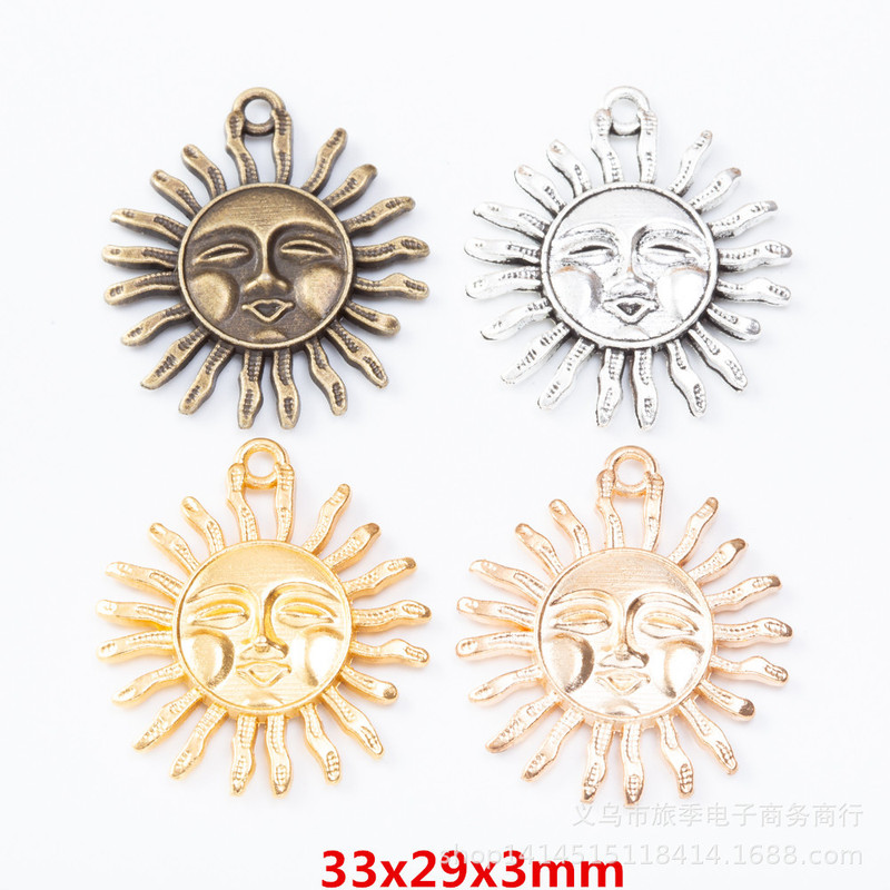 DIY retro zinc alloy pendant Sun smiley face accessories accessories wholesale factory direct 2037