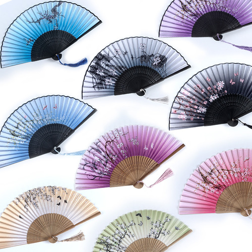 Folding Chinese-style round fan for women, Japanese-style andon small fan, qipao prop, classical Ling Juan ancient-style folding fan