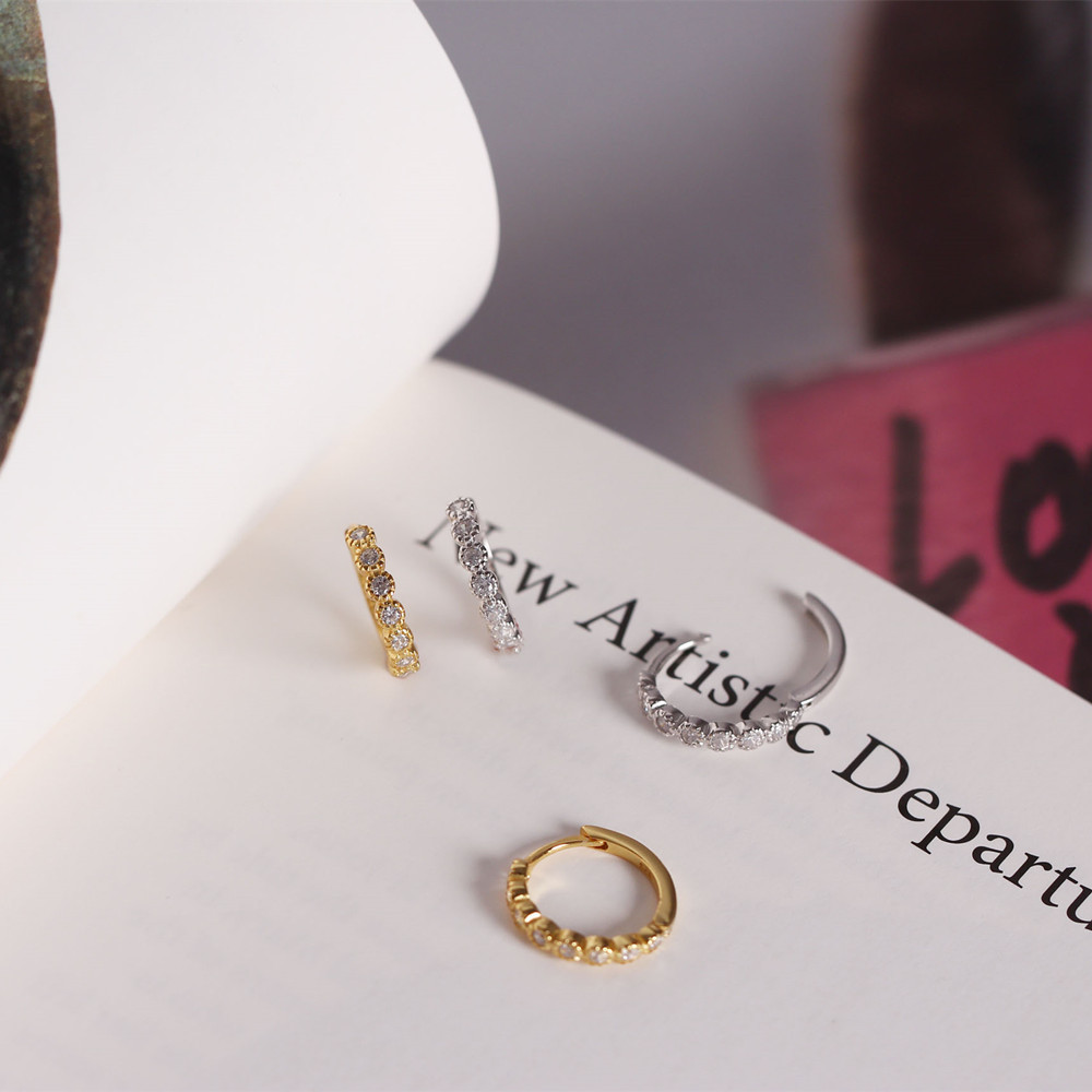 Geometric Fashion 925 Sterling Silver Gem Diamond Earrings display picture 7