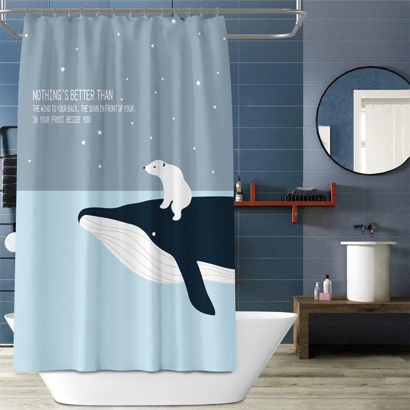 Amazon Explosions Polyester Shower Curtain Thickened Waterproof Mildew-proof Bathroom Curtain Customized Bathroom Shower Curtain to Customize