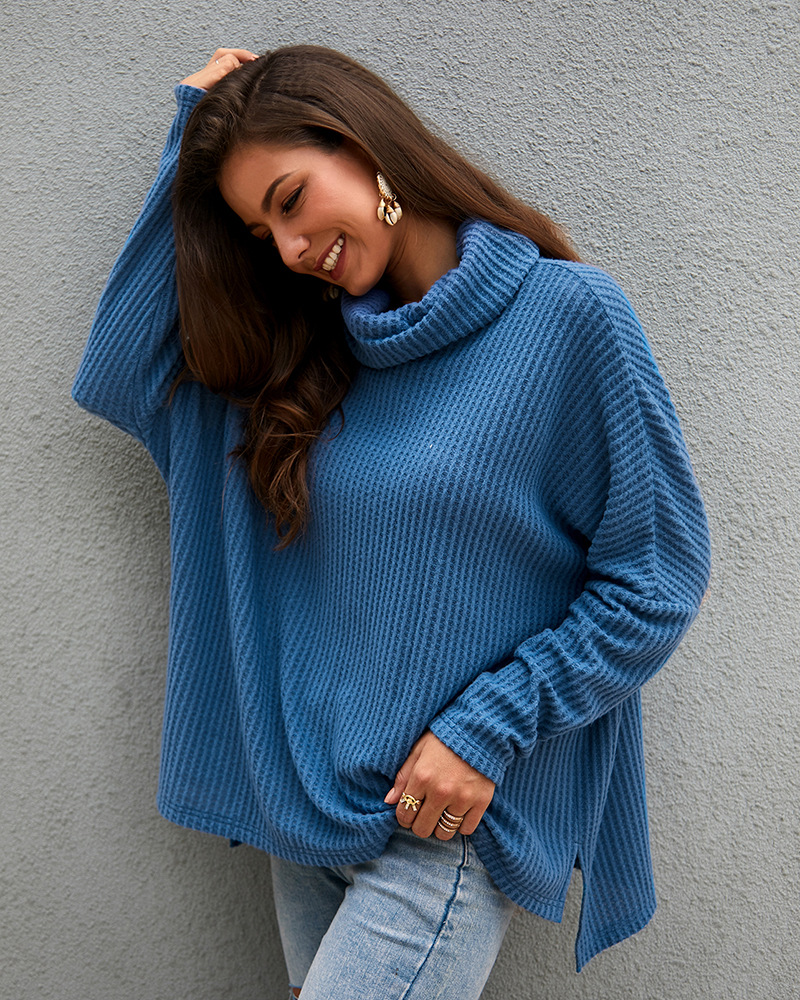 fashion high-neck solid color knit sweater NSKA9615