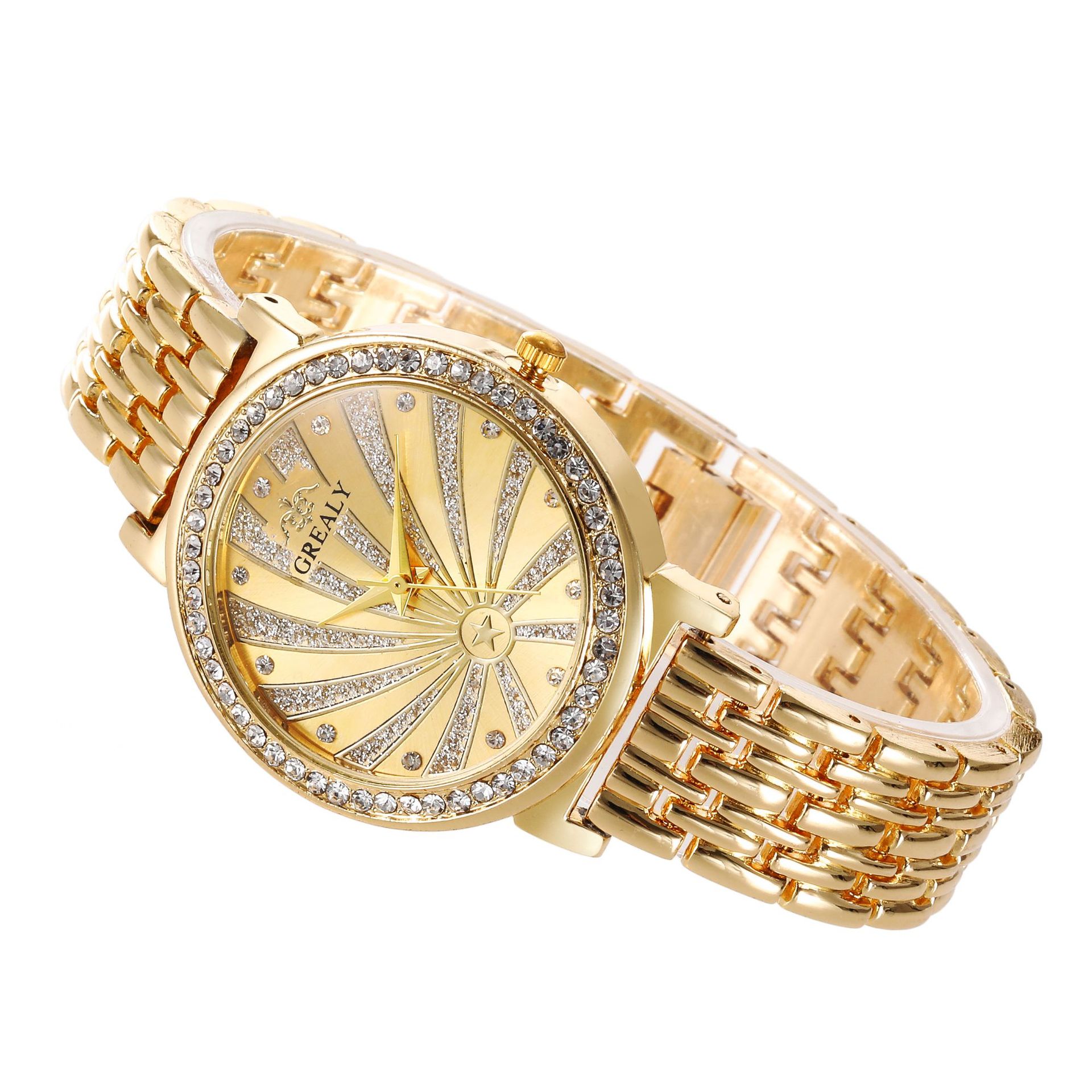 2024  Korean version high-end fashionable inlaid women's bracelet with full water diamond scale female student quartz watch_voghion.com