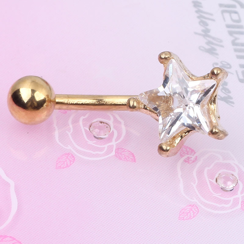 Gold Silver Love Star Belly Button Ring Body Piercing Jewelry Stainless Steel Five-pointed Star Belly Dance Navel Ring detail image 8