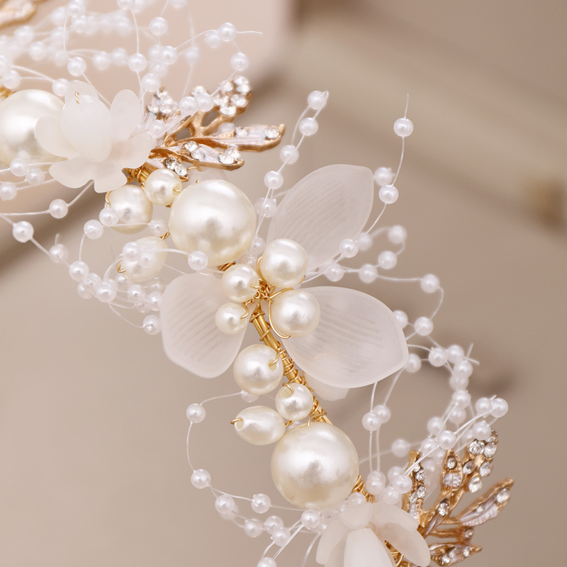Retro Fashion Flower Alloy Inlay Artificial Crystal Artificial Pearl Hair Band display picture 4