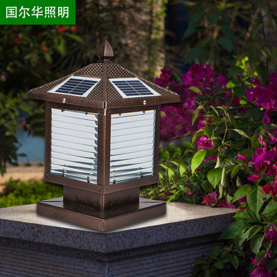 engineering customized Iron art solar energy Wall lights Retro European style solar energy Pillar Light Residential quarters courtyard Wall lights