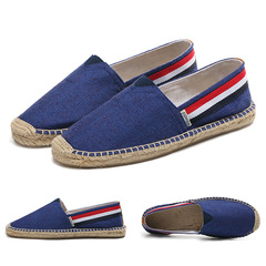 Summer men's canvas shoes, slip-ons, solid color linen shoes, straw fisherman's shoes, old Beijing cloth shoes wholesale