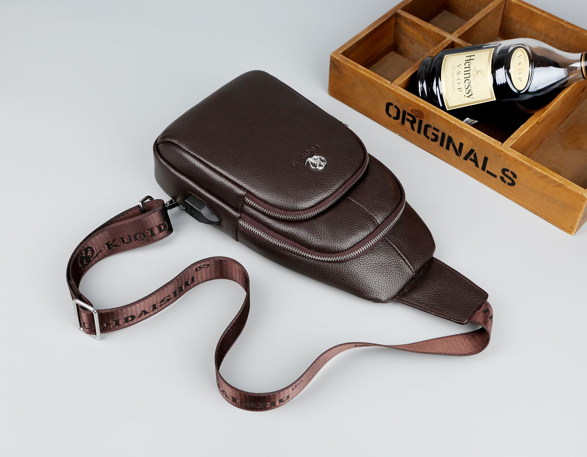 Leather chest bag