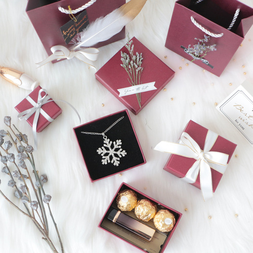 Direct Sales of Lifen Packaging - Red Wine Jewelry Box, Jewelry Bracelet Ring Jewelry Box Packaging Box