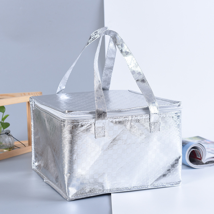 一次性双面铝箔蛋糕盒外卖袋手提外卖保温袋野餐包来图做便携收纳