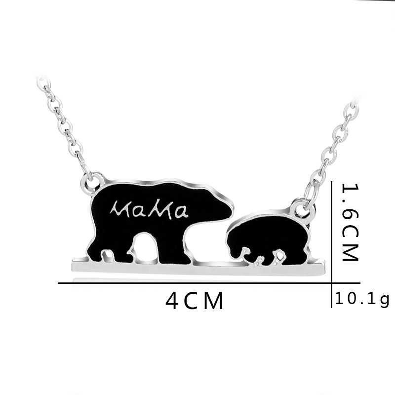 Drop Oil Alphabet Mama Necklace Cute Little Bear Mother Pendant Necklace Accessories Wholesale Nihaojewelry display picture 2