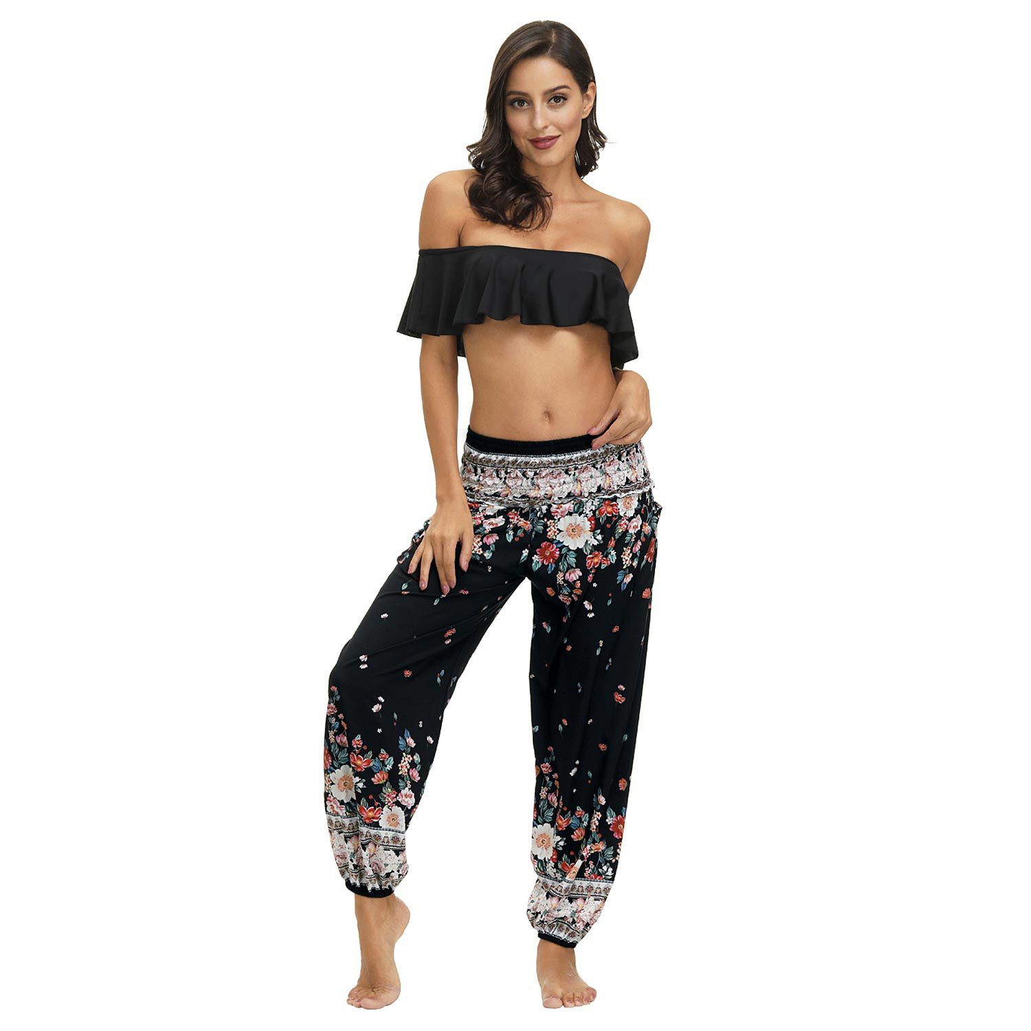 digital printing casual light loose yoga pants nihaostyles clothing wholesale NSMDF71148