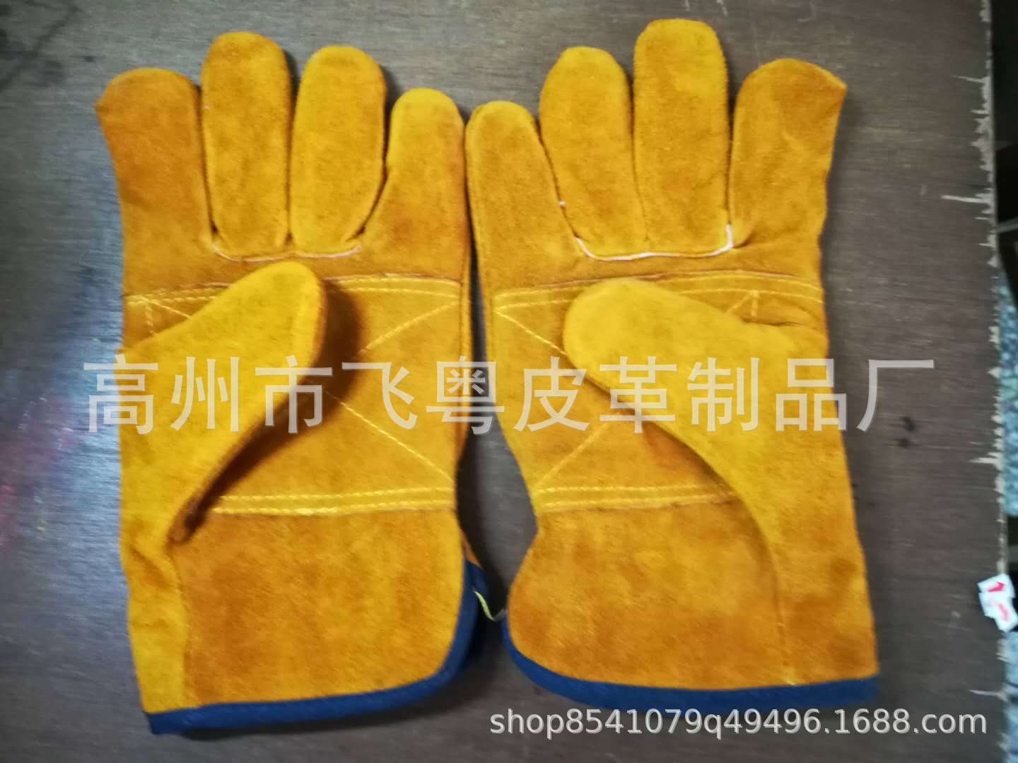 黄色牛二层10寸短皮电焊手套皮革手套批发