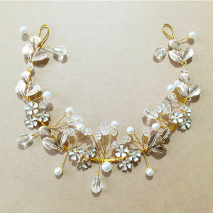 Hairpin hair clip hair accessories for women handmade alloy little flower ornament alloy leaf pearl head wedding dress headdress