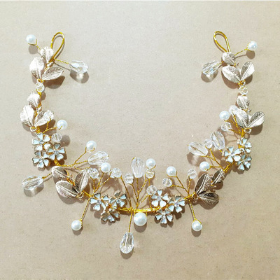 Hairpin hair clip hair accessories for women handmade alloy little flower ornament alloy leaf pearl head wedding dress headdress