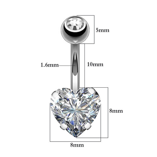 European and American hot-selling body piercing belly dance piercing jewelry inlaid with zircon belly button ring heart-shaped navel nail