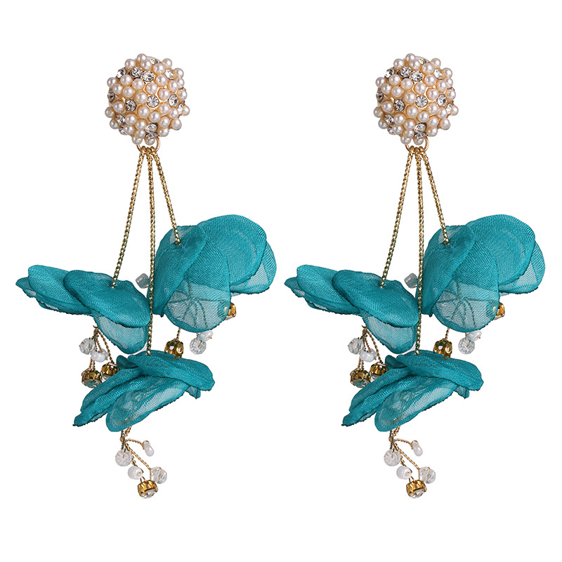 Chiffon Crystal Earrings Vacation Temperament Beach Lady Fashion Earrings display picture 5