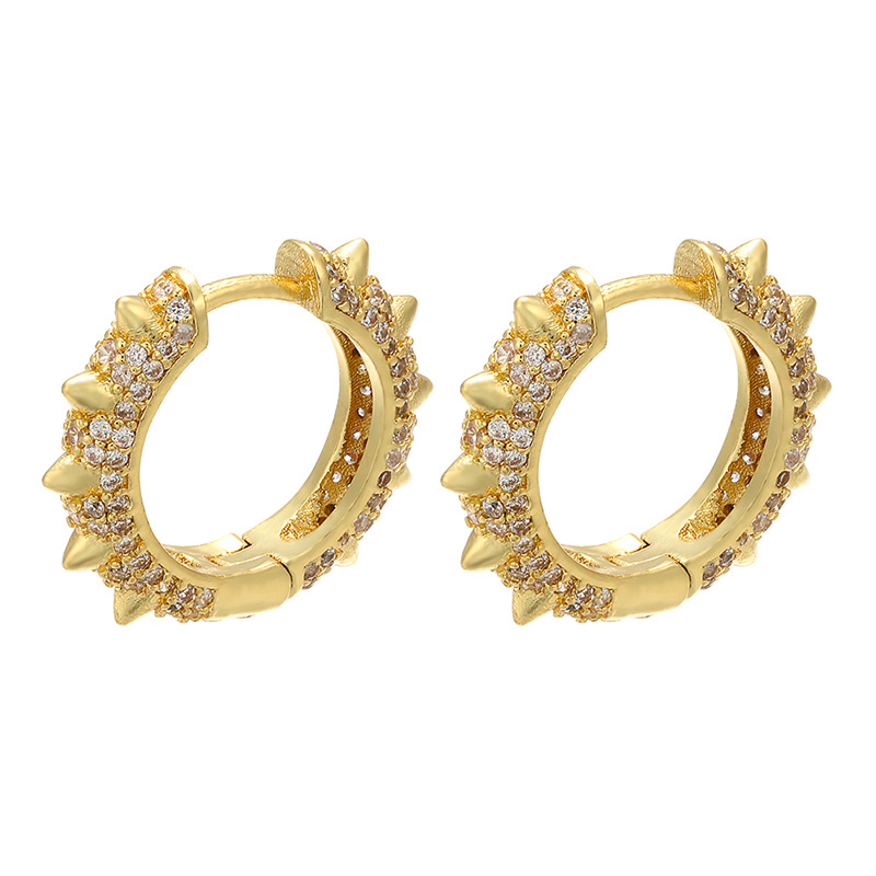 Constellation Fashion Copper Artificial Gemstones Plating Earrings display picture 3