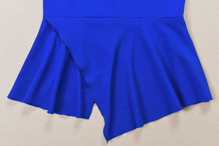 0309-07 荷叶边鱼尾连衣裙SMLXL码颜色紫色蓝色面料