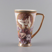 歐式骨瓷大唐杯高杯陶瓷復古創意水杯大容量馬克杯可制禮盒裝