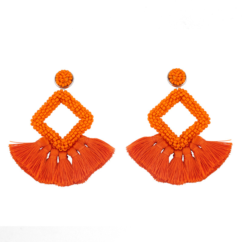 Jewelry Mizhu Tassel Earrings Female Geometric Diamond Stud Earrings display picture 14