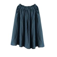 D9525-1女式法國進口色織純亞麻紗中長款半身裙子高級水洗麻產品
