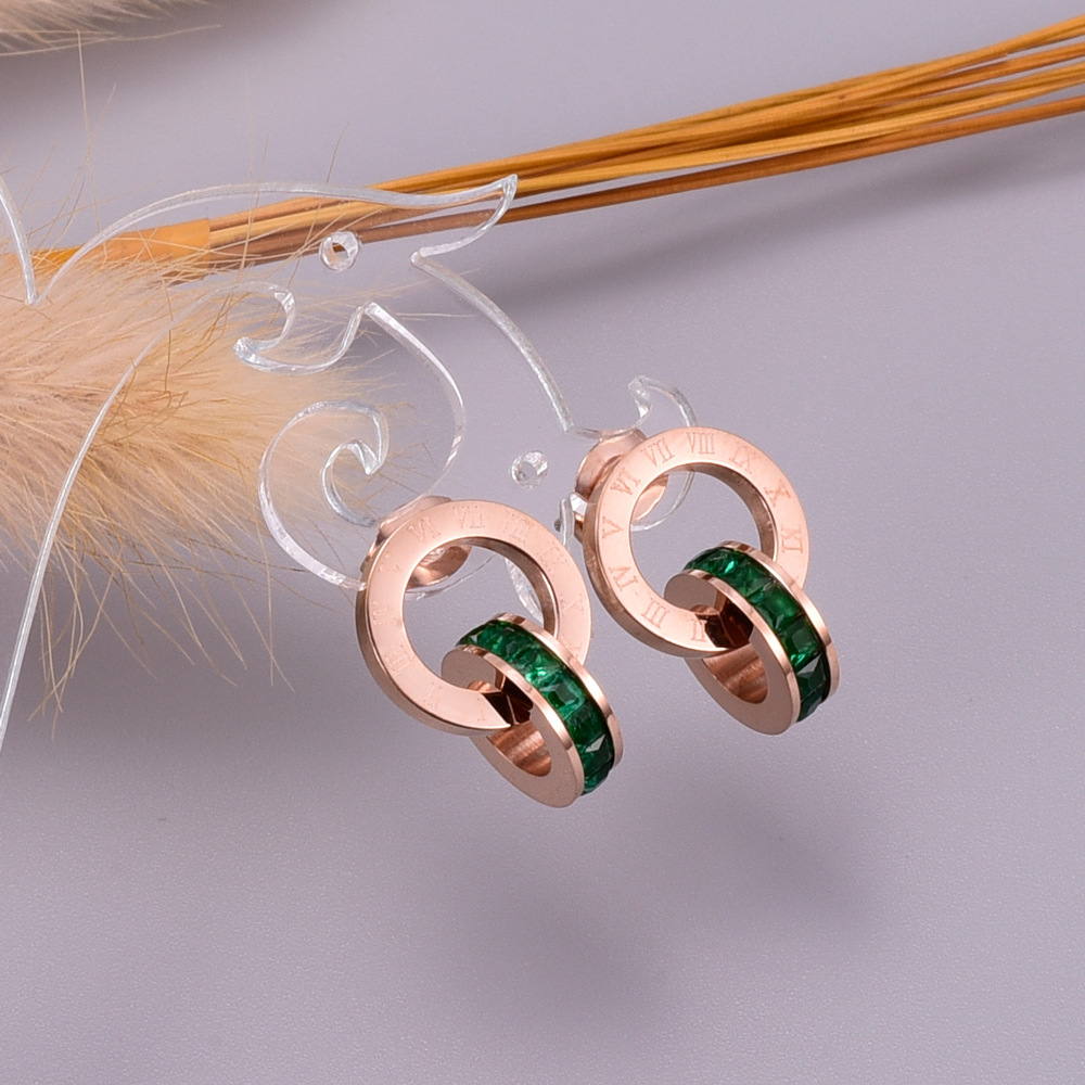 Fashion Heart Plating Titanium Steel Artificial Diamond 18K Gold Plated Rose Gold Plated Earrings display picture 15