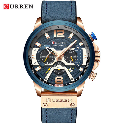 CURREN 8329 trendy men's waterproof watch six-pin multi-function fashion large dial calendar watch