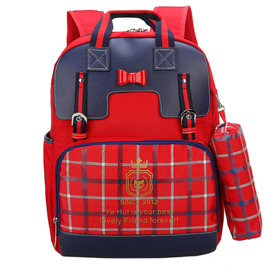 Children's bags pupil schoolbag College wind PU wear-resisting British style On behalf of Customize