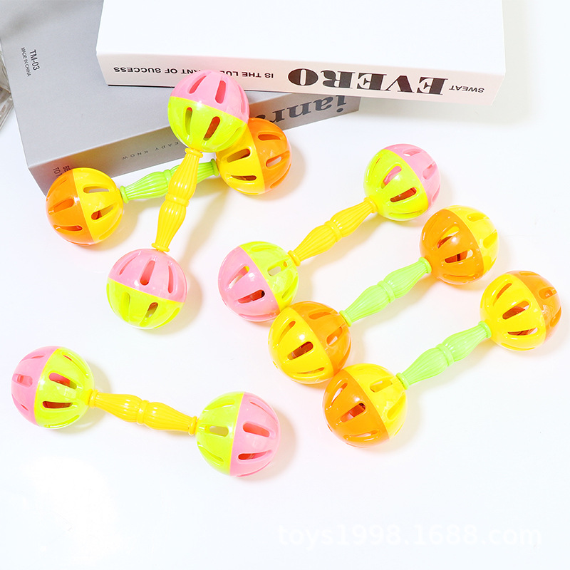 0-3 años de edad bebé de mano Bell regalo de juguete de regalo de doble cabeza sonajero 929 serie Shantou gran cantidad precio de fábrica al por mayor