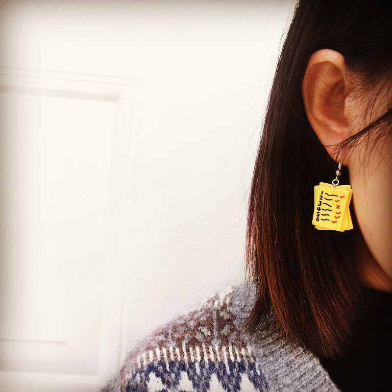 12g Weight Iron Ear Needle Material 1 Pair Cartoon Style Geometric Pencil Resin Drop Earrings