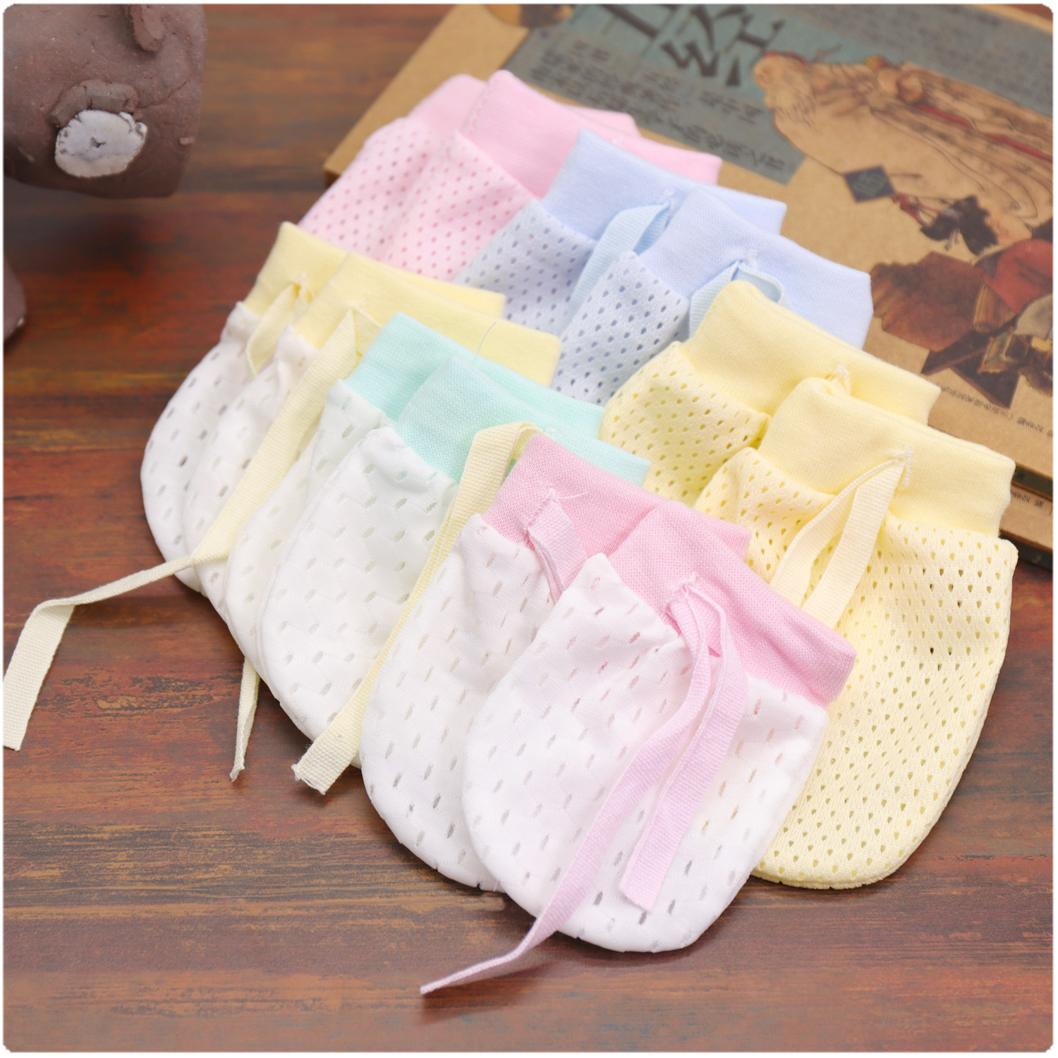 婴儿手套新生儿0-6-12个月0-1岁夏季薄款初生宝宝网眼防抓脸秋冬|ru