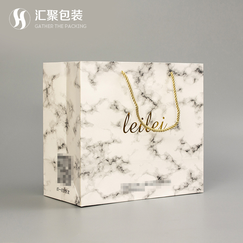 激凸烫金大理石纹手袋三股绳服饰礼品购物冬装纸袋定 做手提袋