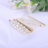 Fashionable hairgrip from pearl, cute set, Korean style