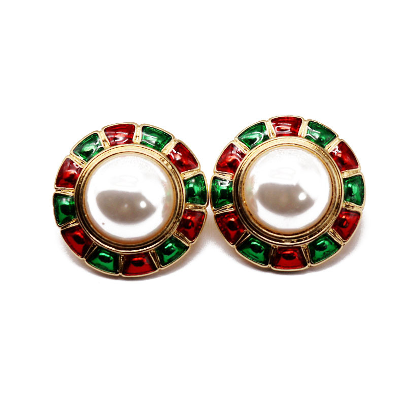 Hersteller Liefern Runde Perlen Ohrringe, Ohrringe, Rote Grüne Tropf Perlen, Silberne Nadel Ohrringe, Ohrringe display picture 9