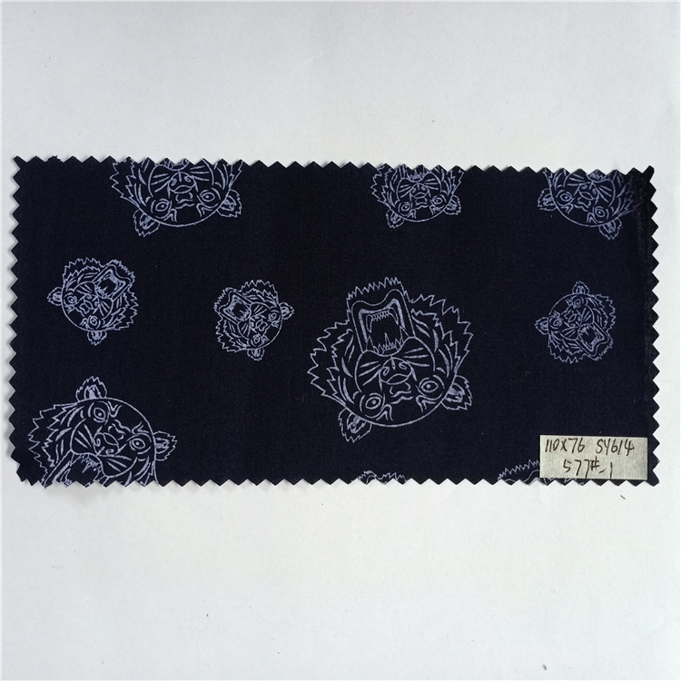 涤棉混纺110*76老虎豹头动物水浆印花TC口袋布 裤装梭织面辅料