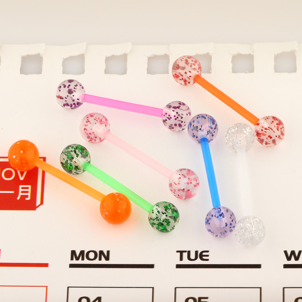 European American Acrylic Sequin Tongue Nail Tongue Ring Soft Rod Cross Border Body Piercing Jewelry detail image 10