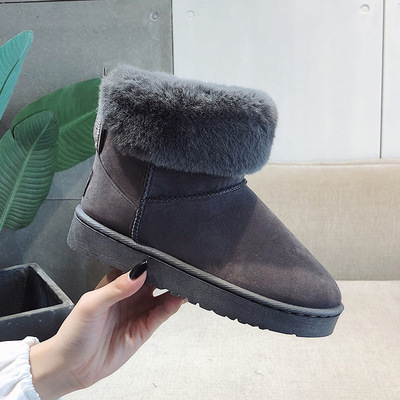 雪地靴女短筒2019新款时尚加厚保暖短靴棉鞋冬季加绒兔耳朵面包鞋|ms