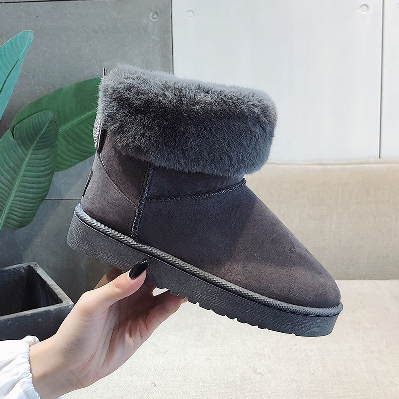 雪地靴女短筒2019新款时尚加厚保暖短靴棉鞋冬季加绒兔耳朵面包鞋|ms