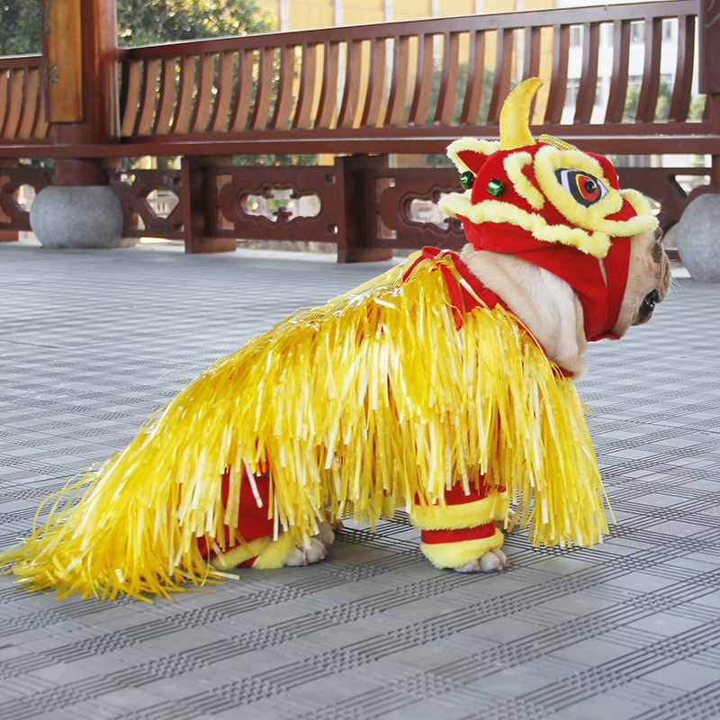 Transformación de Año Nuevo traje jizai suministros para Mascotas Fábrica Año Nuevo ropa de León estilo chino cubo francés Ropa de baile de León