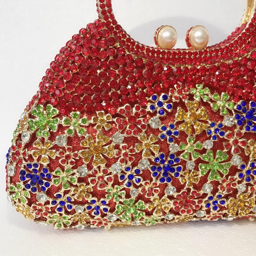 Túi clutch nữ đính kim cương giả dự tiệc cao cấp kích thước 23x12x6 cm — Màu đen chi tiết 21