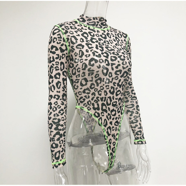Contrast screen high neck leopard print Jumpsuit