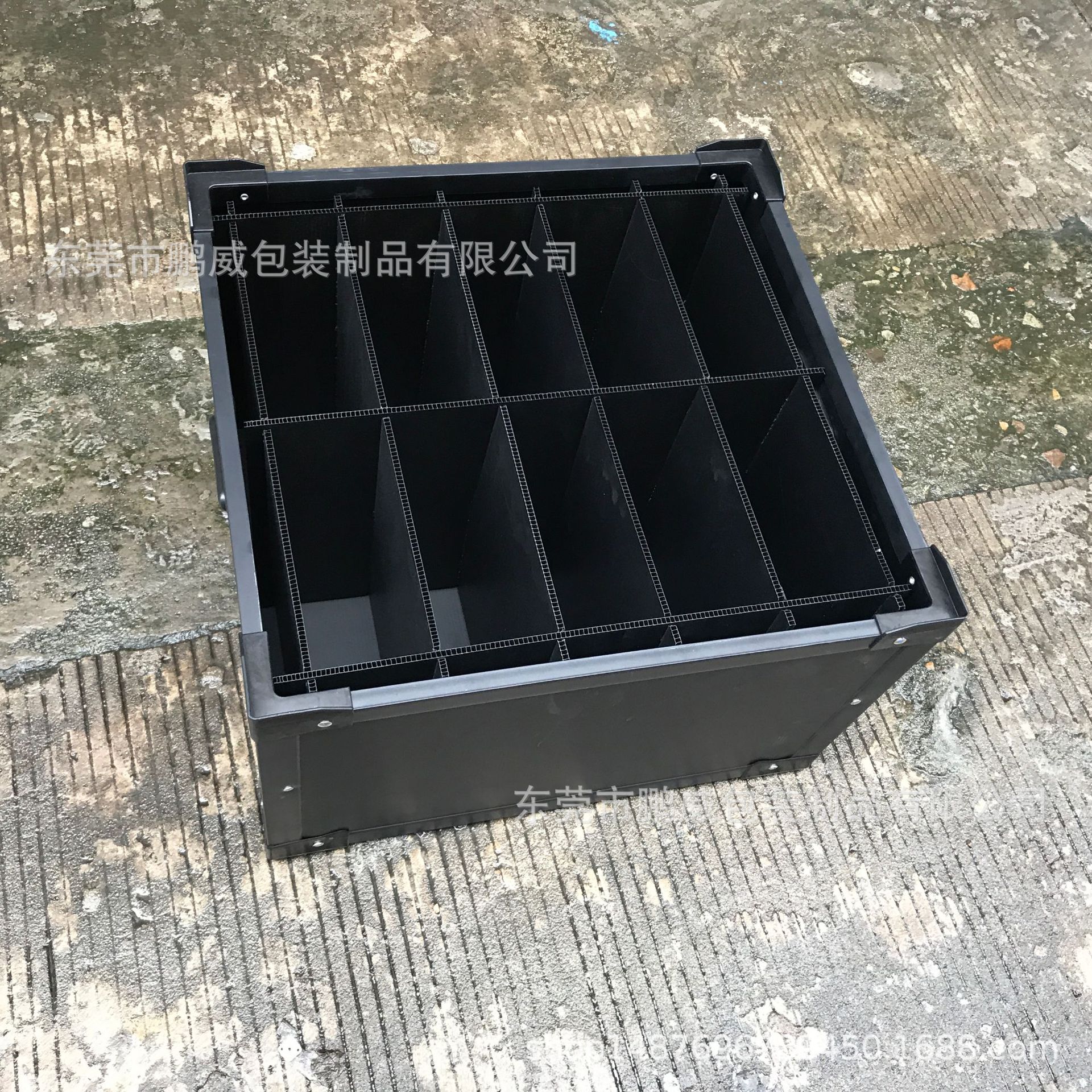 深圳黑色防静电PP中空板骨架箱 珠海加隔板式骨架箱 塑料平板垫板