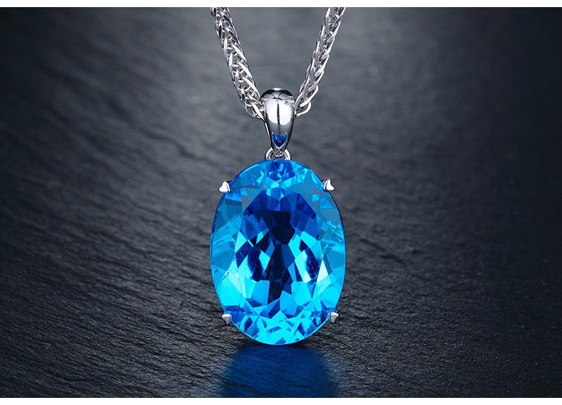 fashion simple rhinestone topaz pendant alloy necklace
